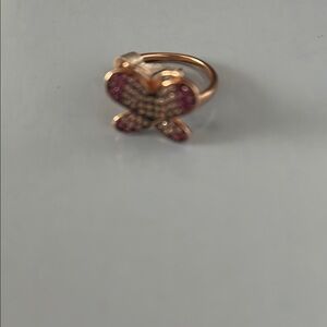 Elegant Butterfly Ring with Pink cz and white cz and rose Gold Accents